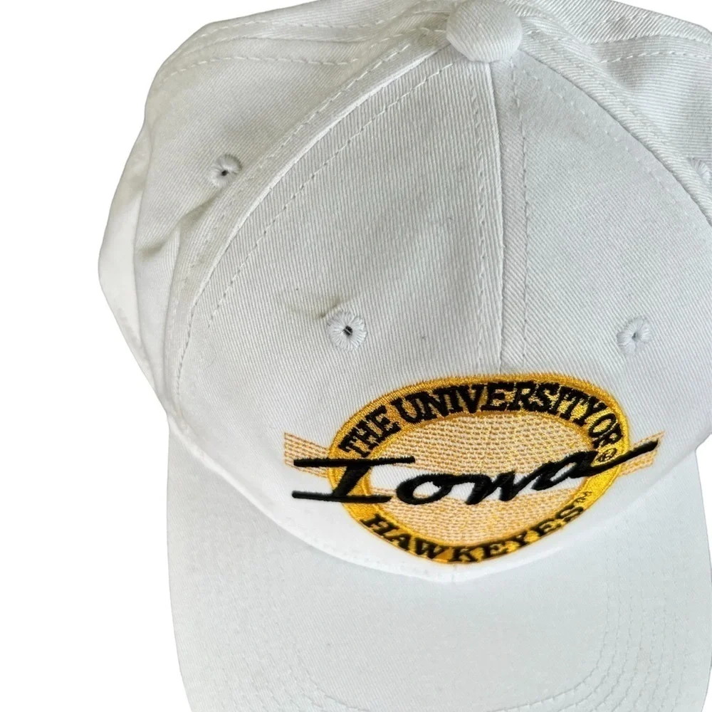 Vintage Iowa Hawkeyes Large Circle Logo Adjustable Snapback Hat EUC 90s